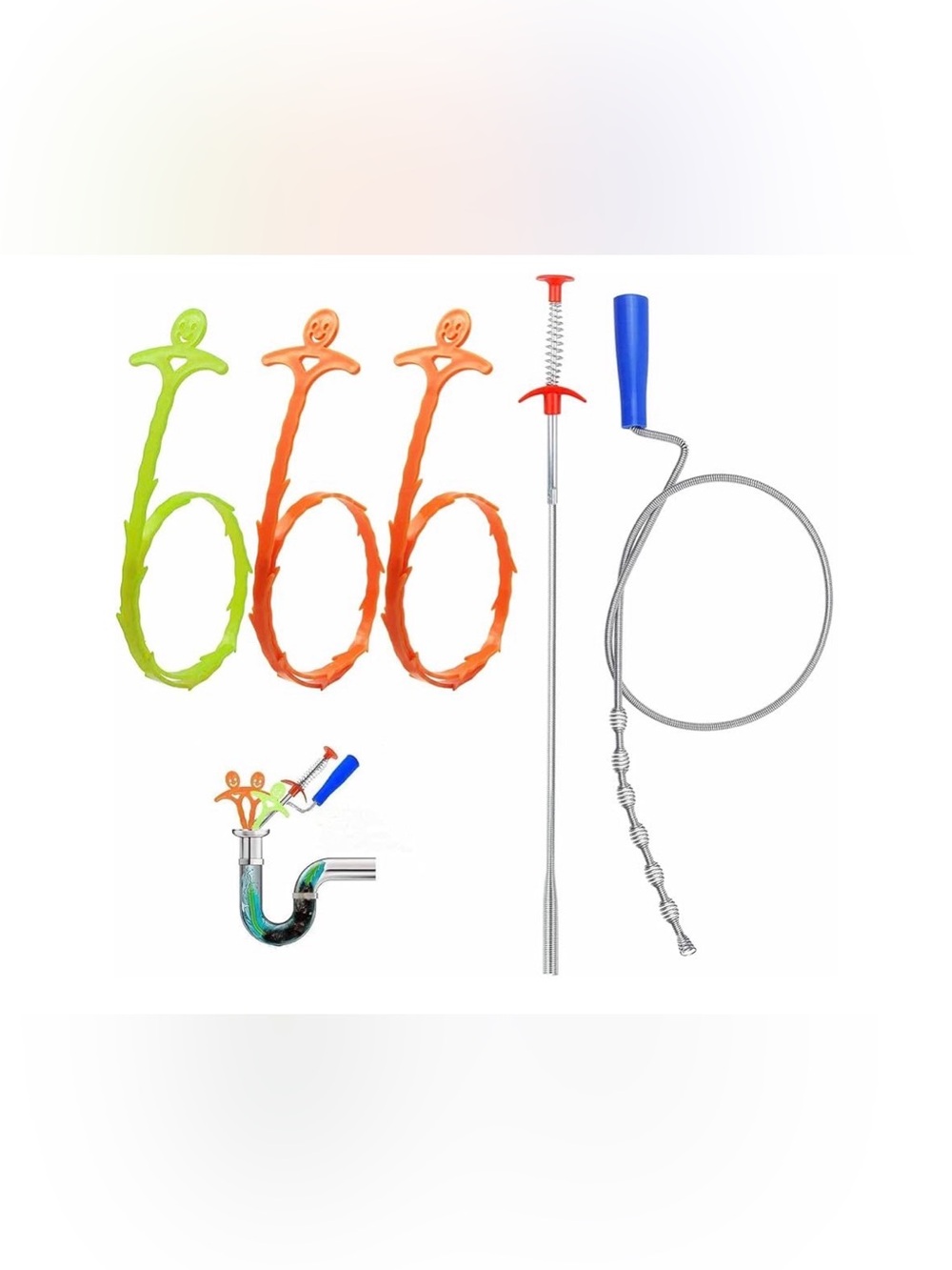 5 in 1 Sink Snake Cleaner Drain Auger Hair Catcher, Drain Clog Remover